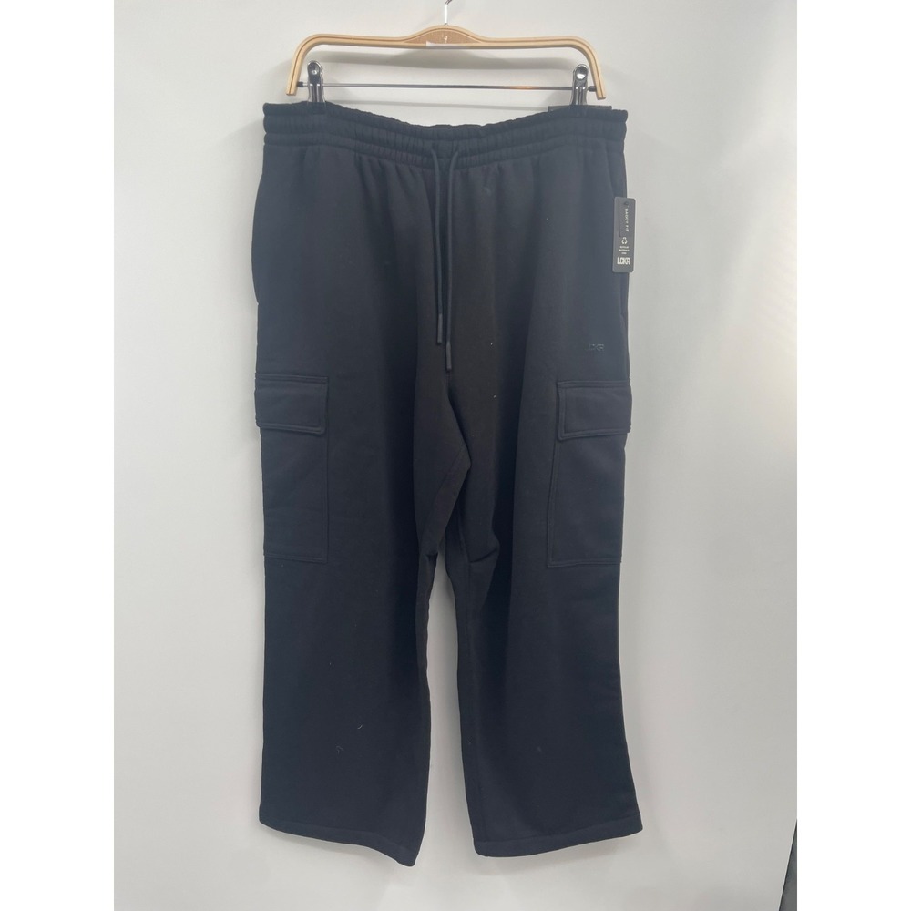 LCKR Trinity Cargo Pants Mens Large Black Fleece Lined Baggy Fit Drawstring NWT